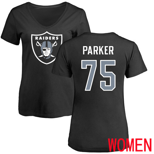 Oakland Raiders Black Women Brandon Parker Name and Number Logo NFL Football #75 T Shirt->nfl t-shirts->Sports Accessory